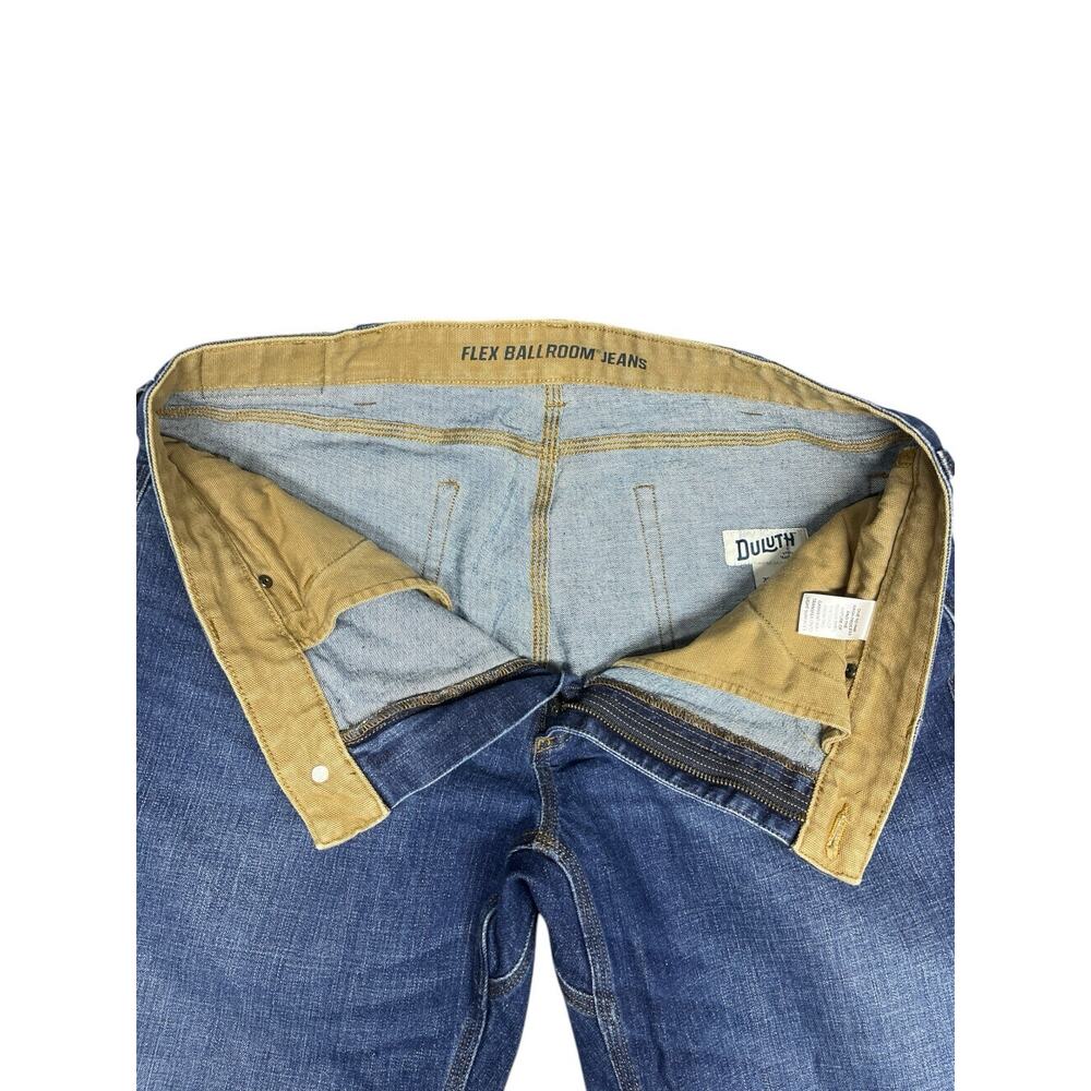 Duluth Trading Flex Ballroom Jeans 38x30 Relaxed Fit Blue Denim Workwear - Picture 4 of 13